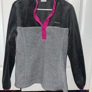 Columbia Charcoal and Magenta Snap Fleece